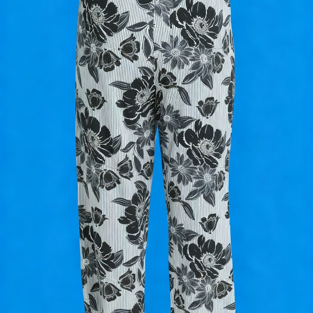 Royalty For Me Black & White Floral Cropped Pants